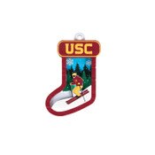 USC Trojans Wordmark Wooden Stocking Skiing Ornament